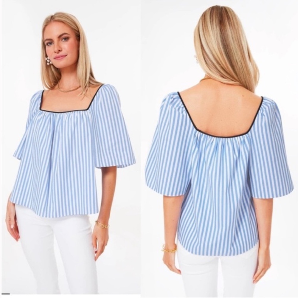 Pomander Place Striped Blouse with Flared Sleeves